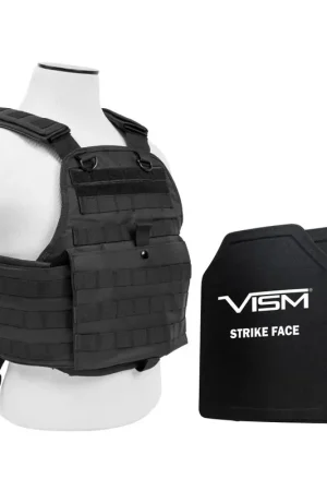 NcSTAR 2924 Series Plate Carrier Vest with 10x12 PE Hard Plates Black - Limited Quantity