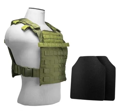 Extra Savings - NcSTAR Fast Plate Carrier 10x12 Level IIIA UHMWPE Shooter's Cut Plates Package Green