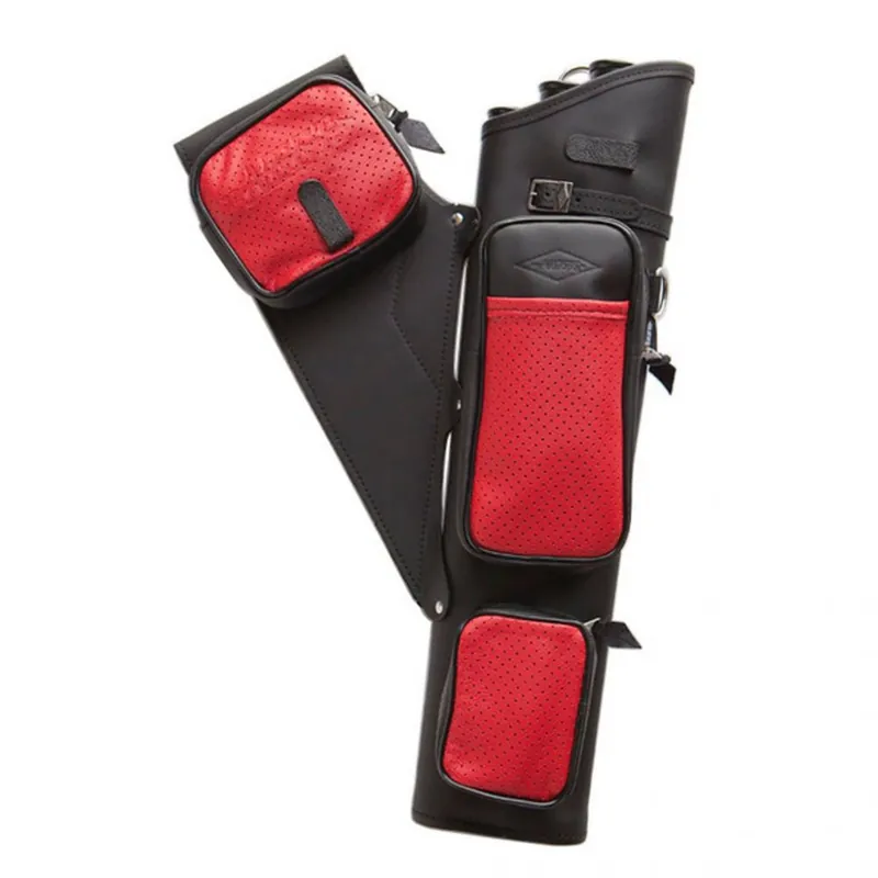 Best Value - Neet NT-2300 Leather Target Quiver Black with Red Pockets Right Hand