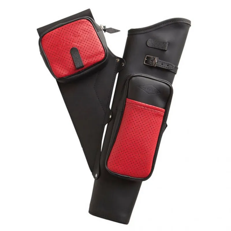 Add to Cart - Neet NT-2100 Leather Target Quiver Black with Red Pockets Right Hand
